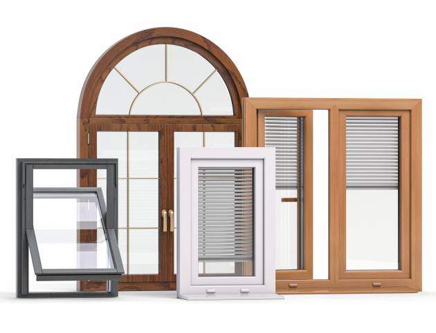 Windows of different types isolated on white. 3d illustration